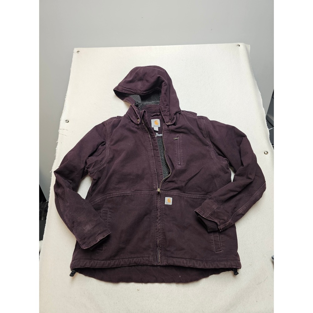 Carhartt Full Swing Hooded Jacket Plum Purple Sherpa Lined Canvas XL 102248